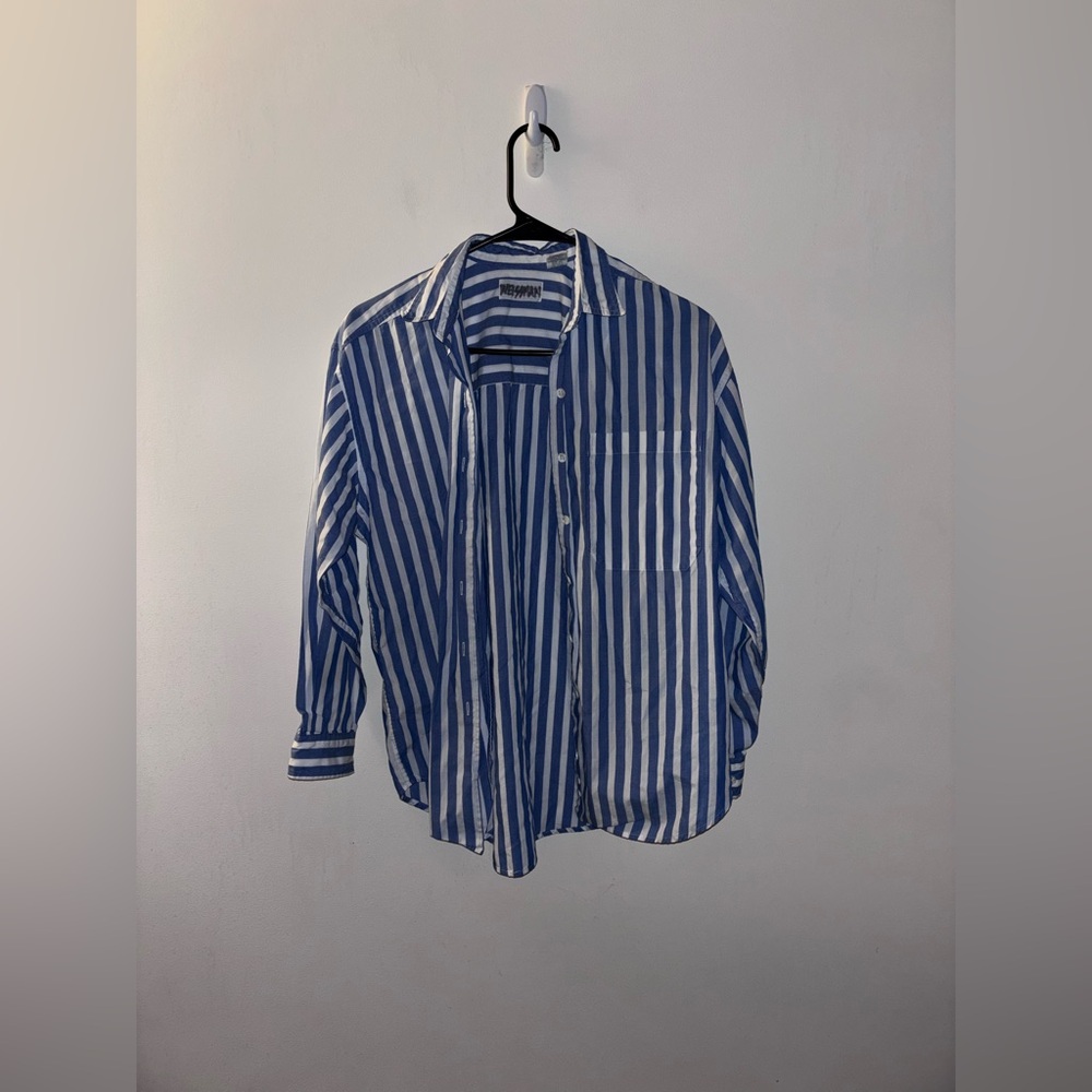 Women's Blue and White Top